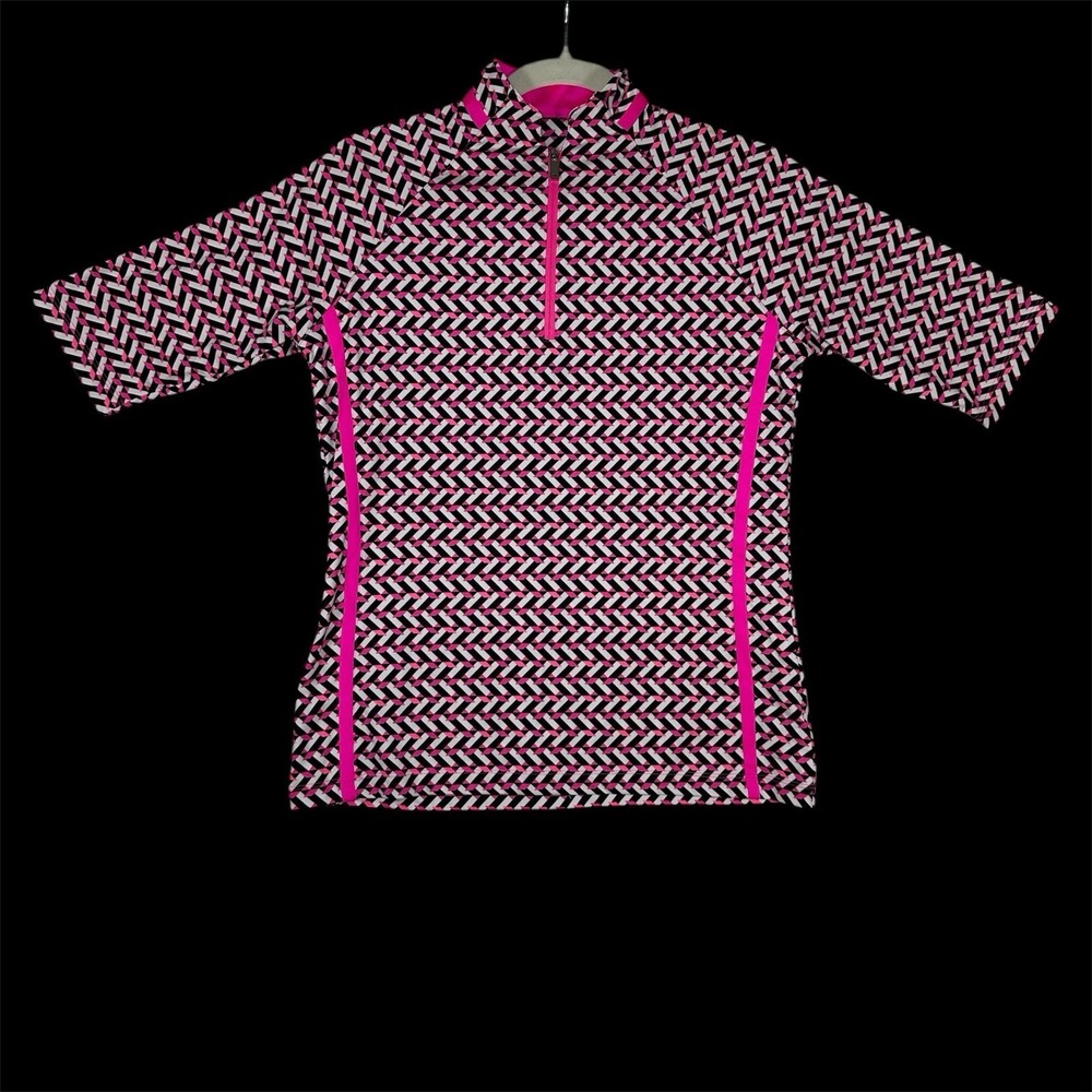 Tail Activewear Golf Shirt S Pink Black Geometric Quarter Zip Country Club Sport